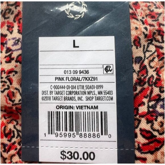 Universal Thread Women's Sleeveless Short Pintuck Dress Pink Floral Large - Picture 3 of 3